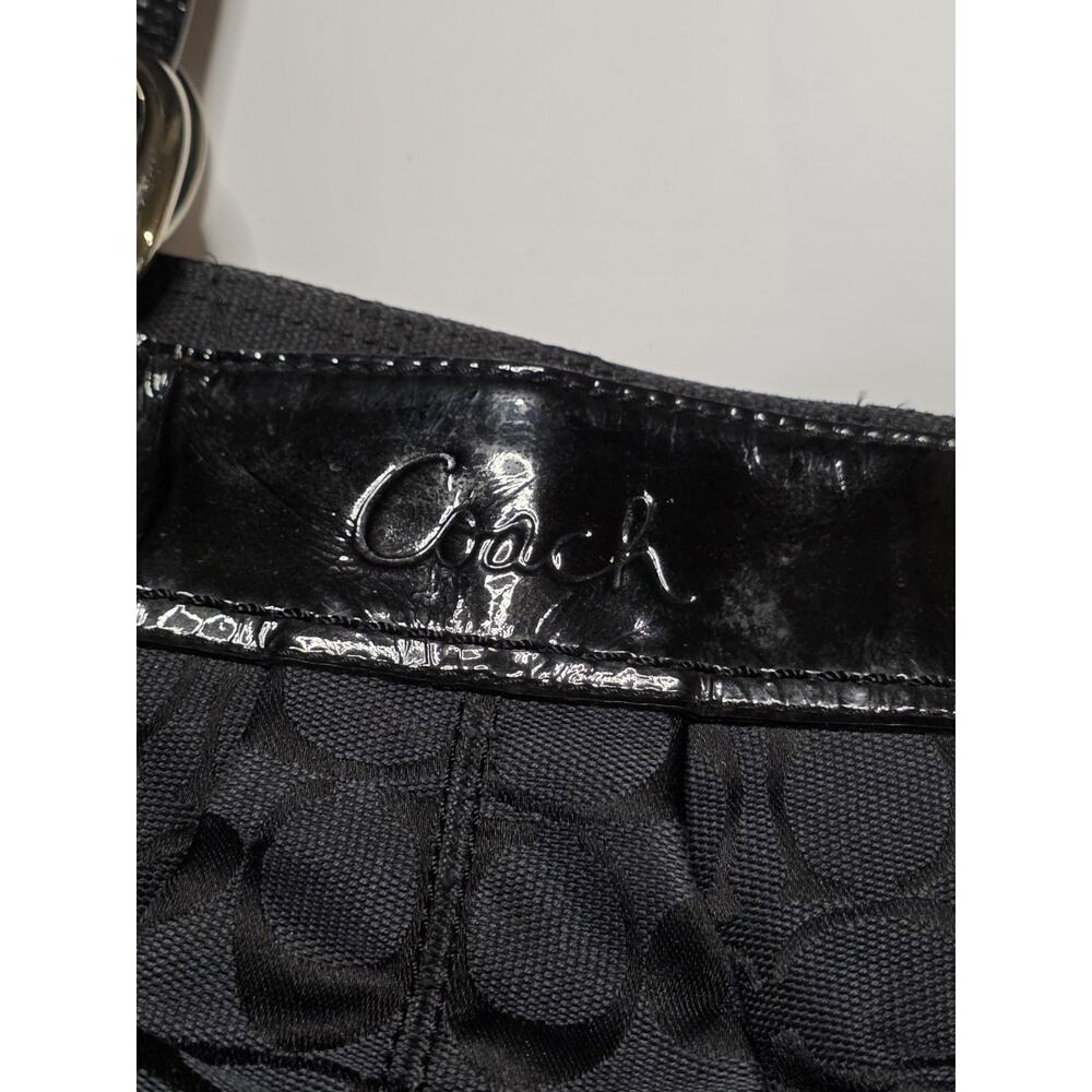 Coach Black Signature C Jacquard Patent Leather Shoulder Bag F13742 - Picture 2 of 16